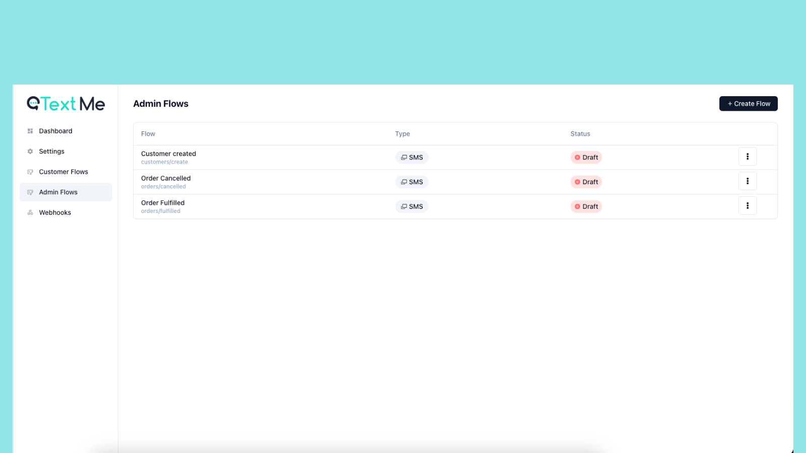 TextMe: SMS Marketing - Admin Flows