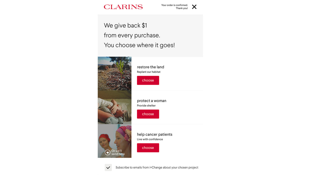 Post-purchase: give & your customers get to choose where it goes