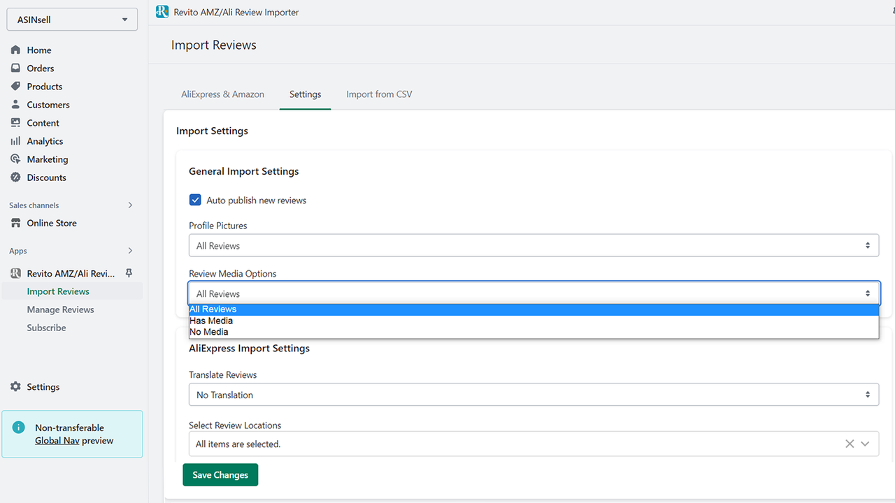 You can easily arrange import settings