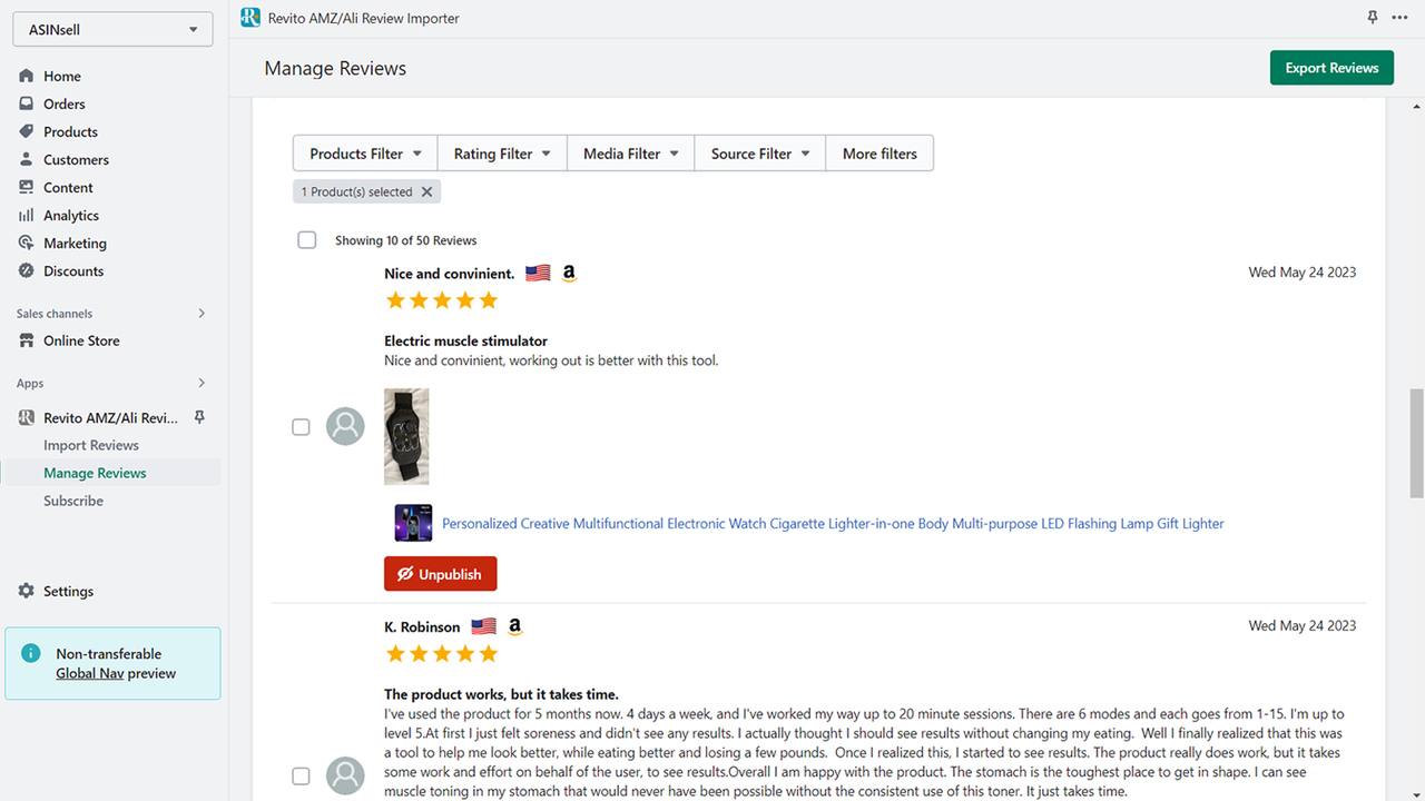 Manage reviews with Revito's clear and solid interface