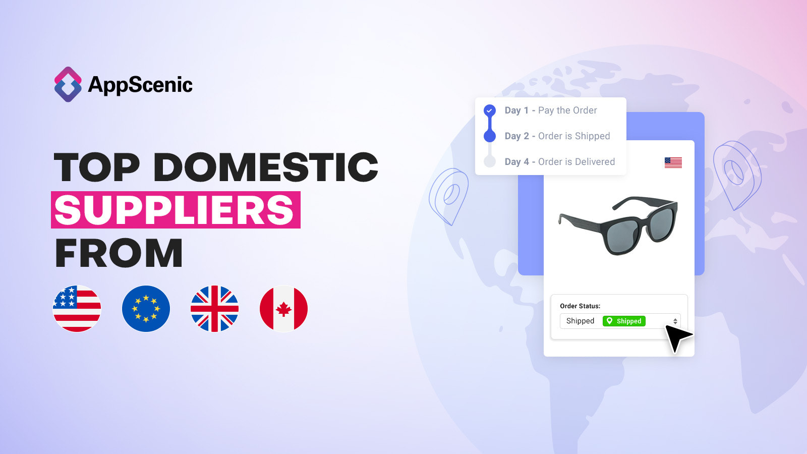 Dropship produkter fra lokale leverandører UK/US/EU med AppScenic