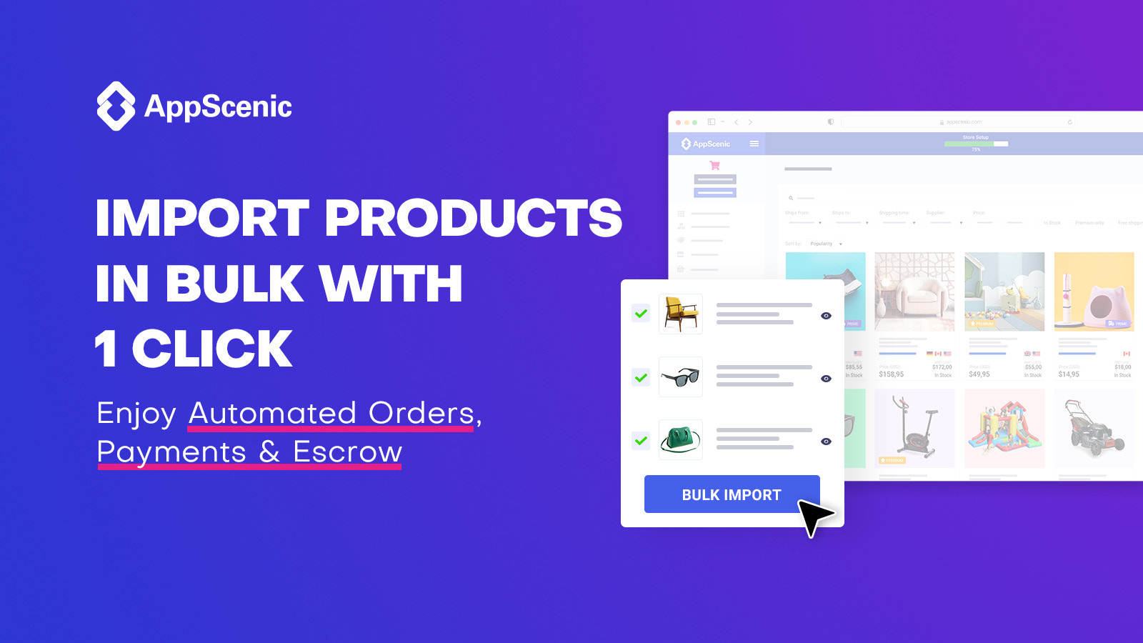 Import dropshipping products in bulk with Appscenic