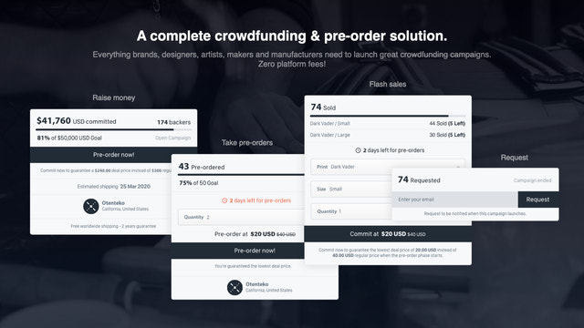 Uma poderosa solução de crowdfunding e pré-venda.