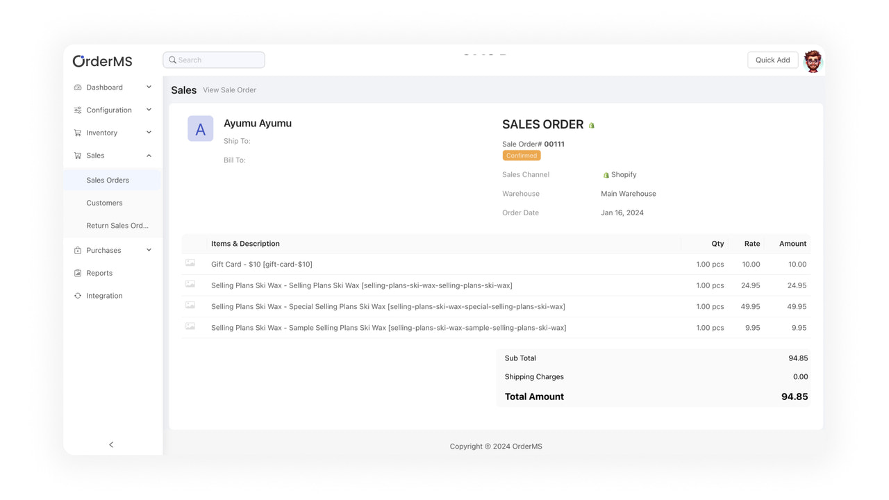 Order Management - Streamlined order processing in OrderMS