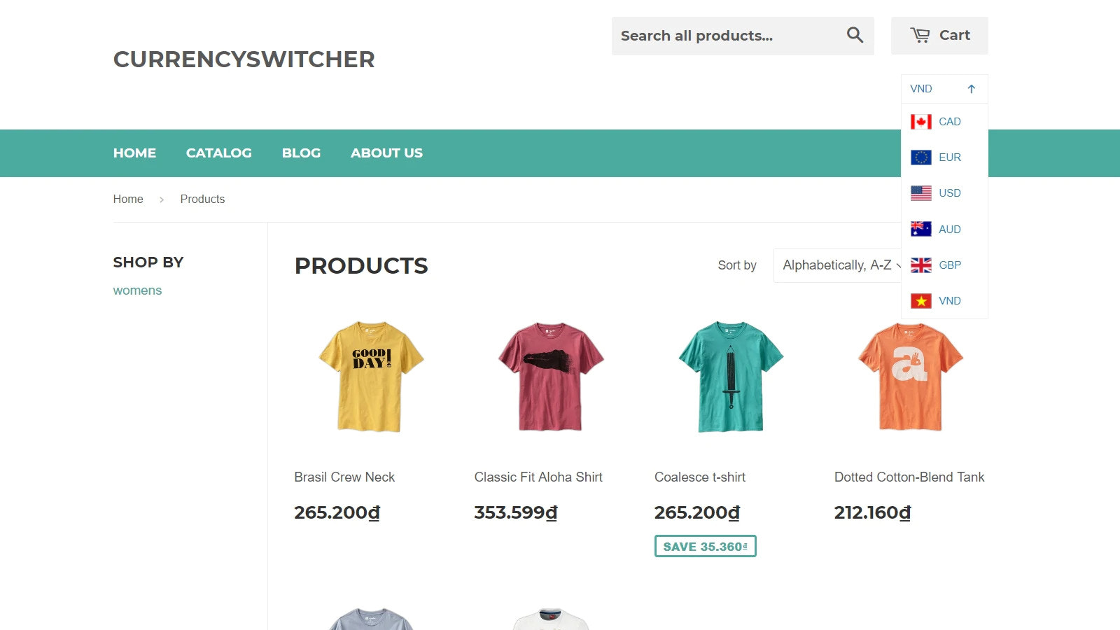 Show the currency switcher on the frontend