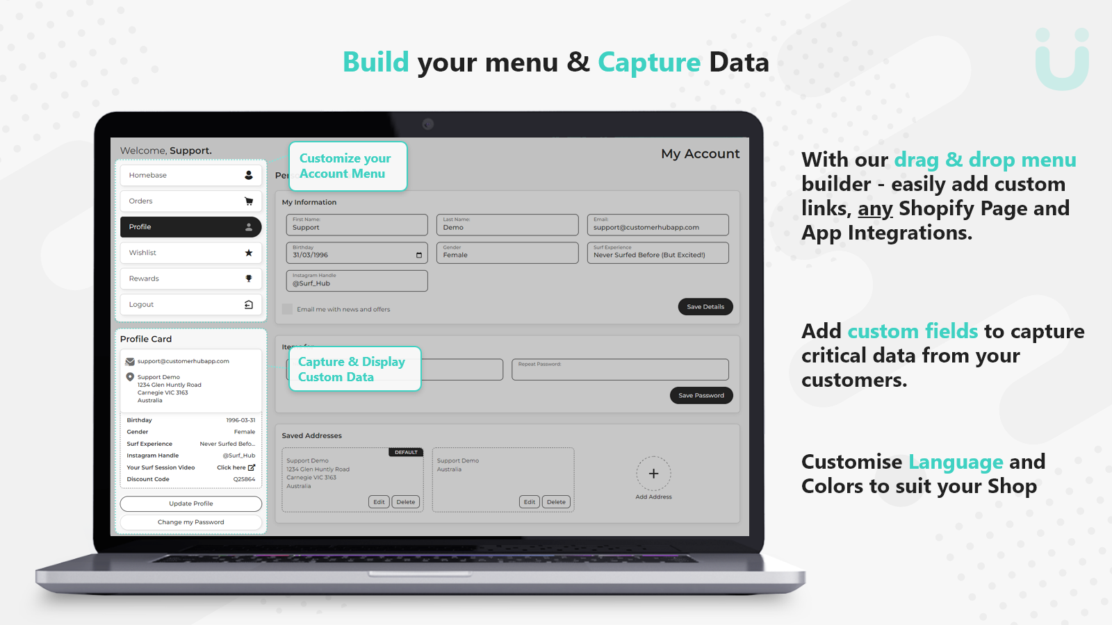 Construisez votre menu et capturez vos données
