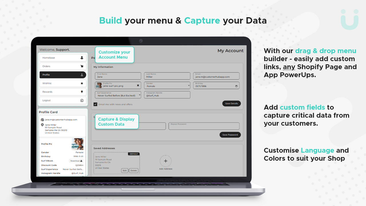 Construisez votre menu et capturez vos données