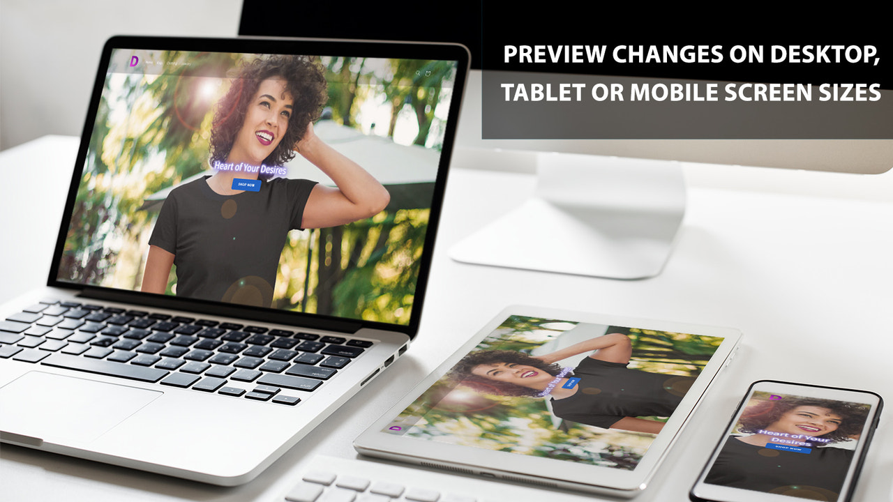 Forhåndsviser ændringer på desktop, tablet og mobilvisninger