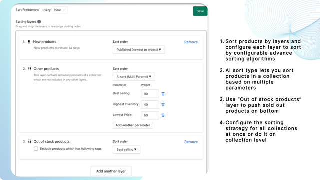 Collection sorting mechanism - Showing sorting rules.