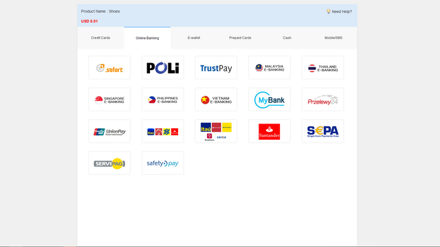 Trustly payment page.