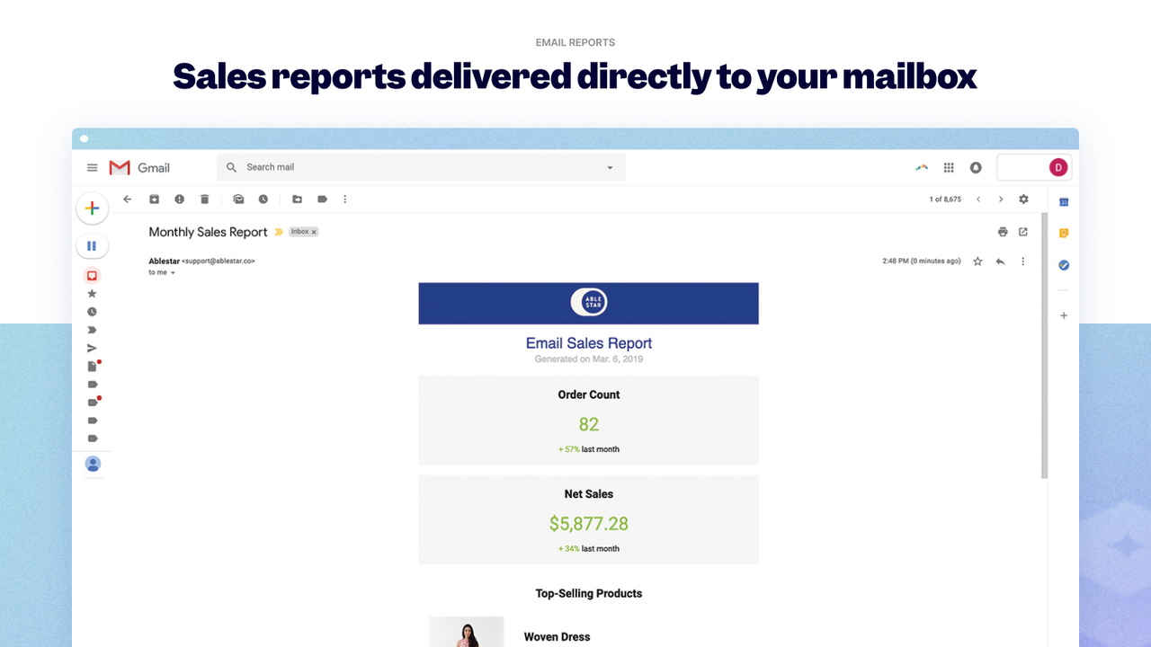 Rapports par e-mail pour Shopify