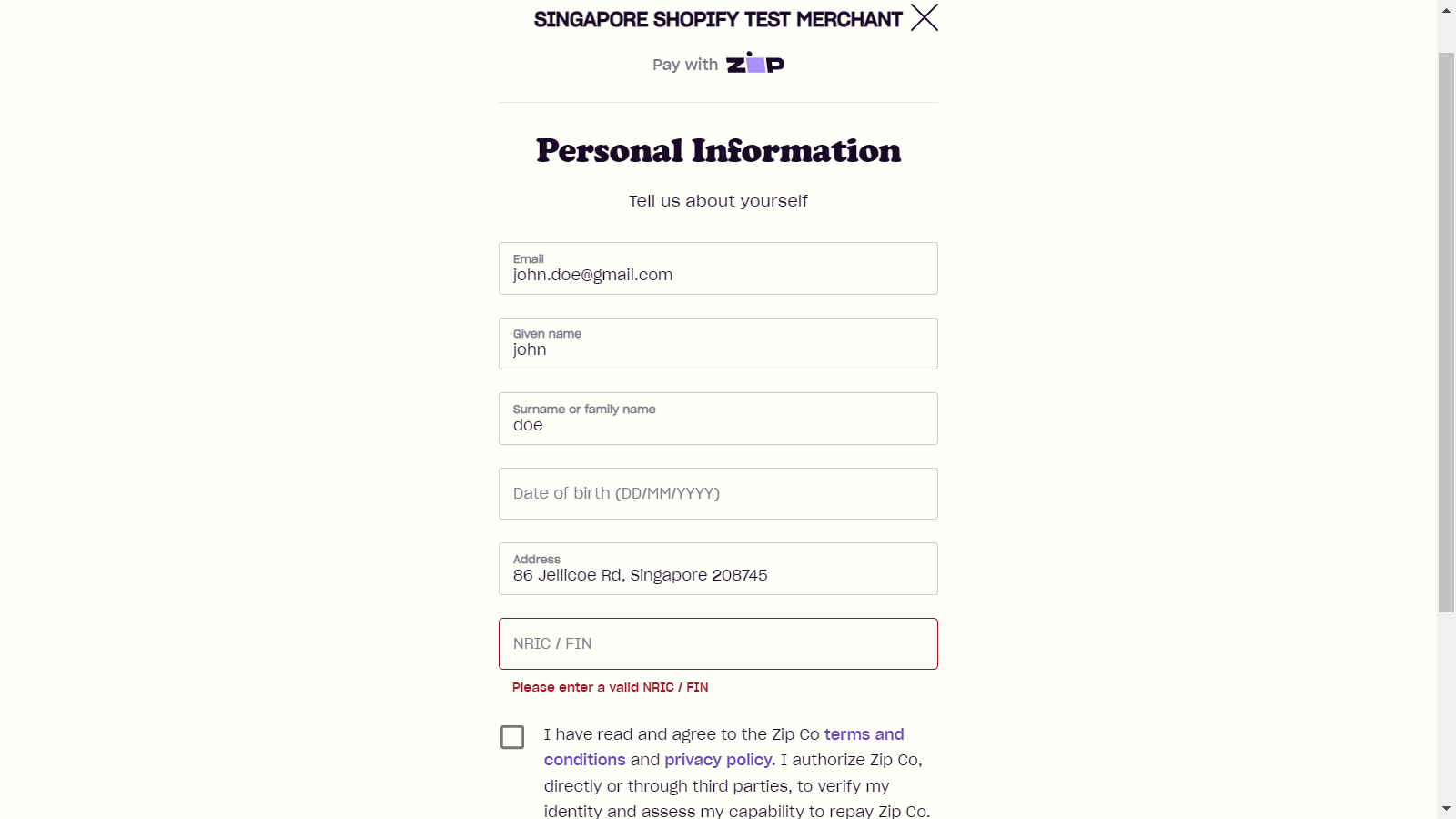 Create account