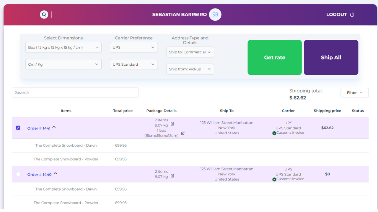 与Shopify账户连接的电商门户