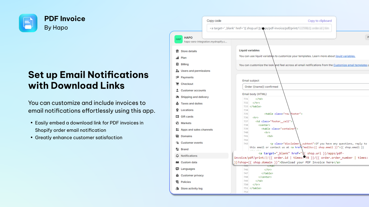 Automatisation des e-mails avec des liens de téléchargement de PDF