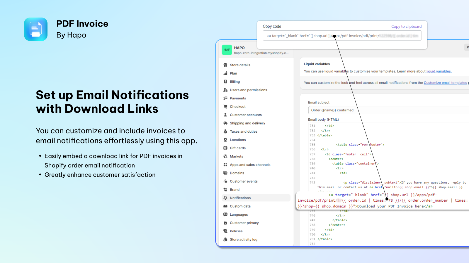 Automatisation des e-mails avec des liens de téléchargement PDF