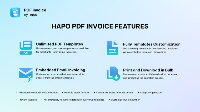 HAPO Order Printer PDF Invoice Screenshot