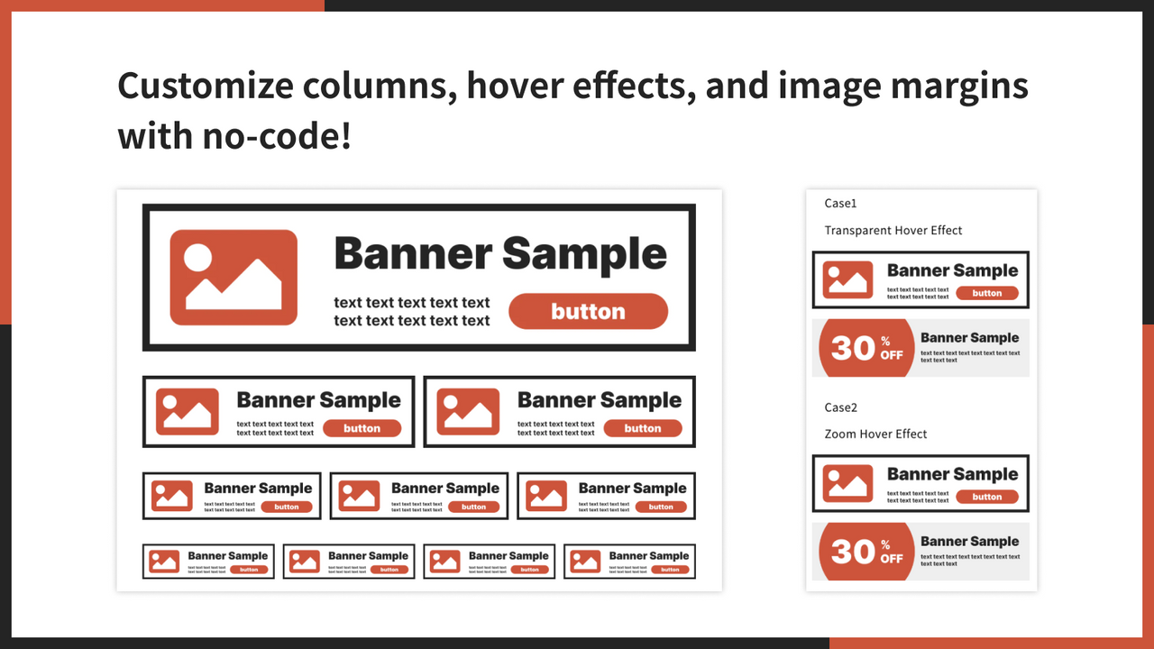 Personalize colunas, efeitos de hover e margens de imagem.