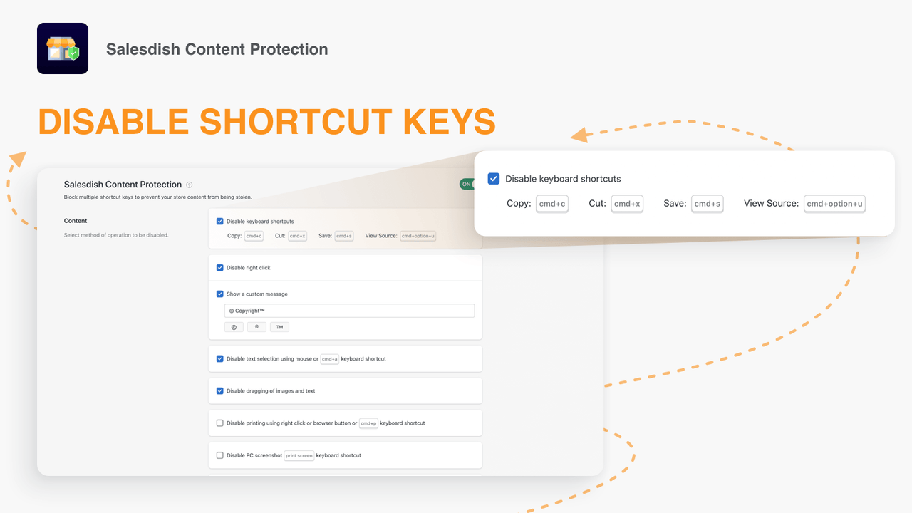 Disable shortcut keys