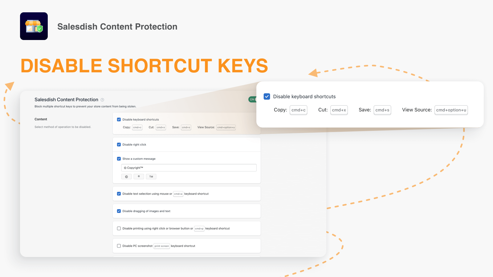 Disable shortcut keys