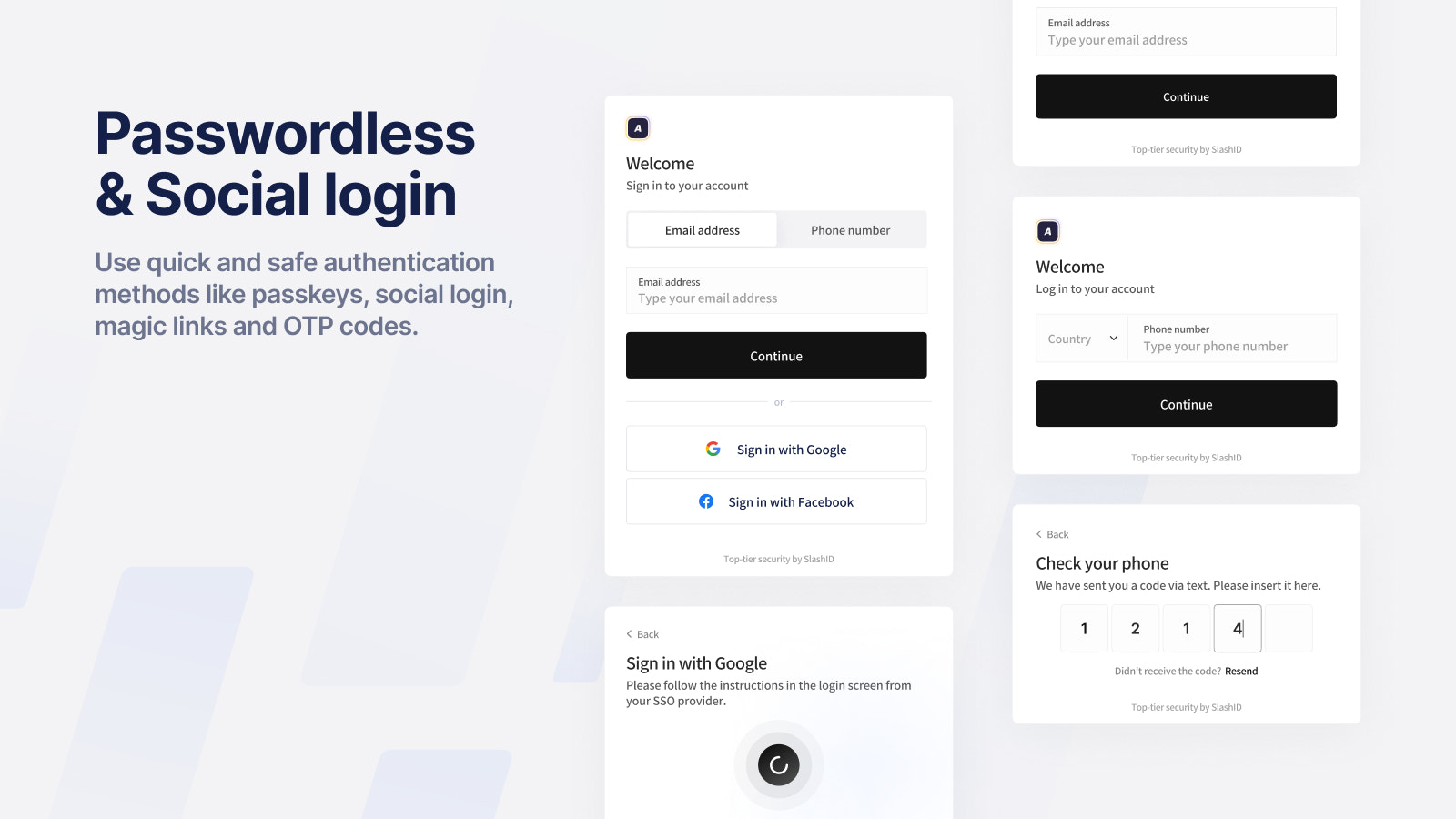 Passwordless & social login