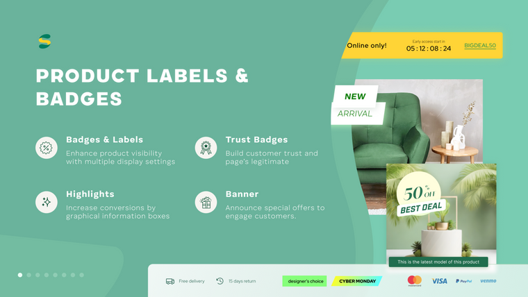 Sami Product Labels & Badges Screenshot