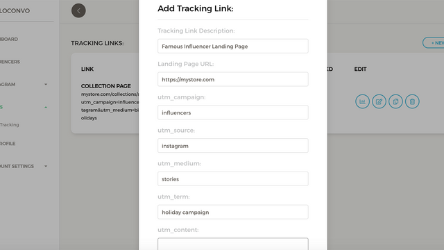  We create unique tracking links for each of your influencers