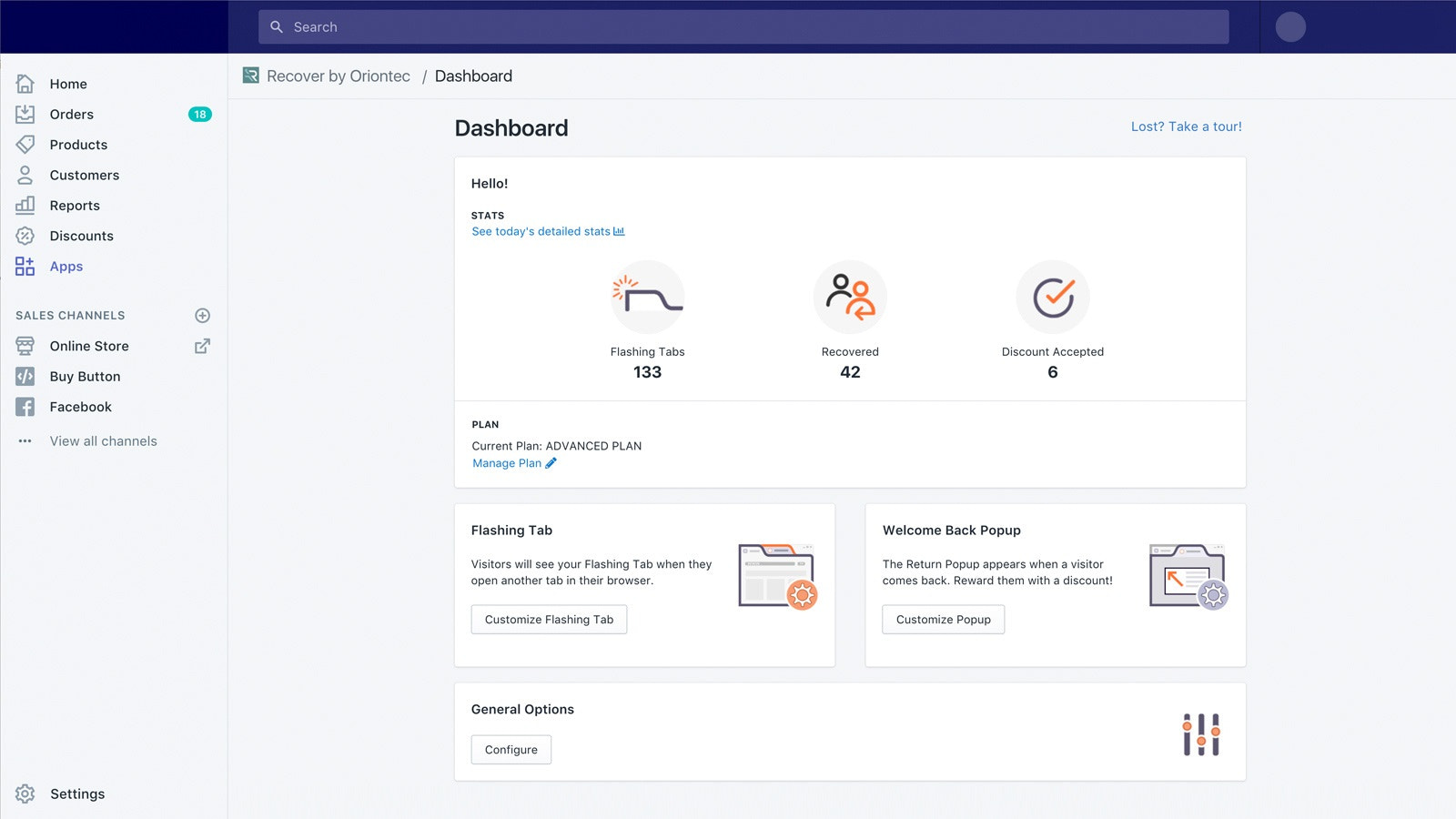 Recover Dashboard