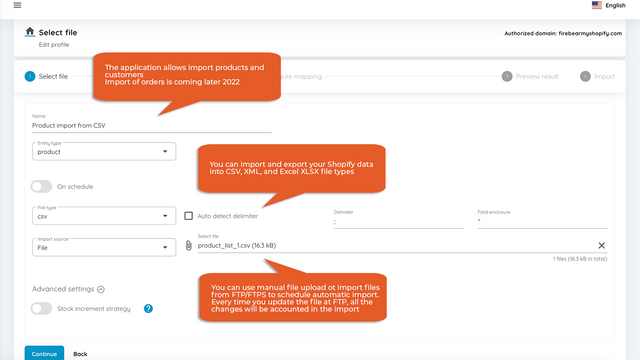 Automate import and export with schedule, and use FTP