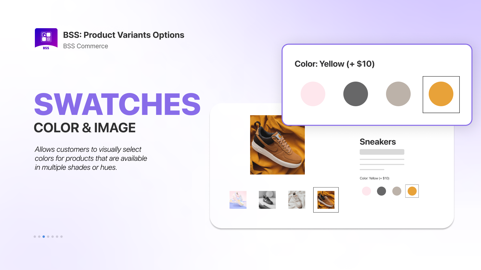 Muestras de color de imagen para opciones de producto