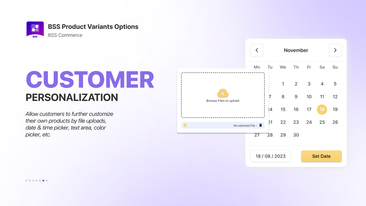 Customized product with options display on product page