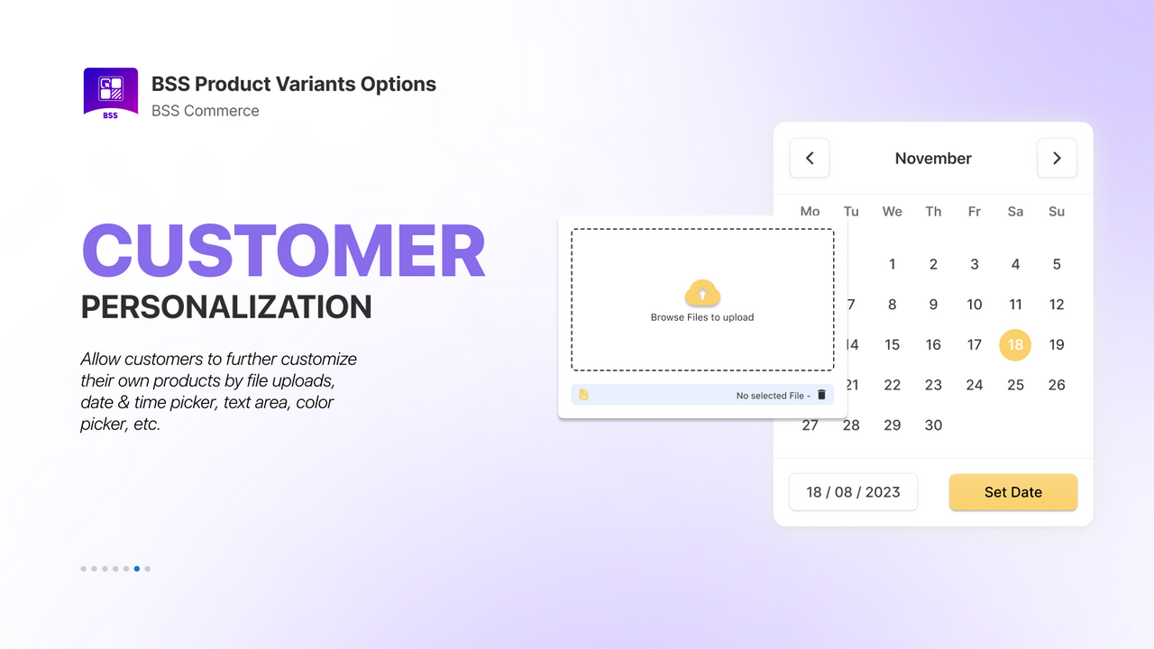 Produit personnalisé avec affichage des options sur la page du produit