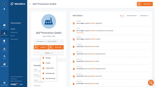 WISO MeinBüro Web Kunden und CRM