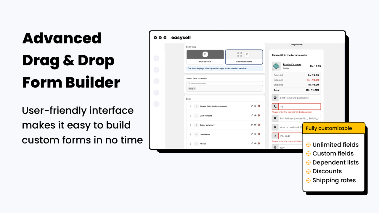 Drag&drop form builder with multiple fields