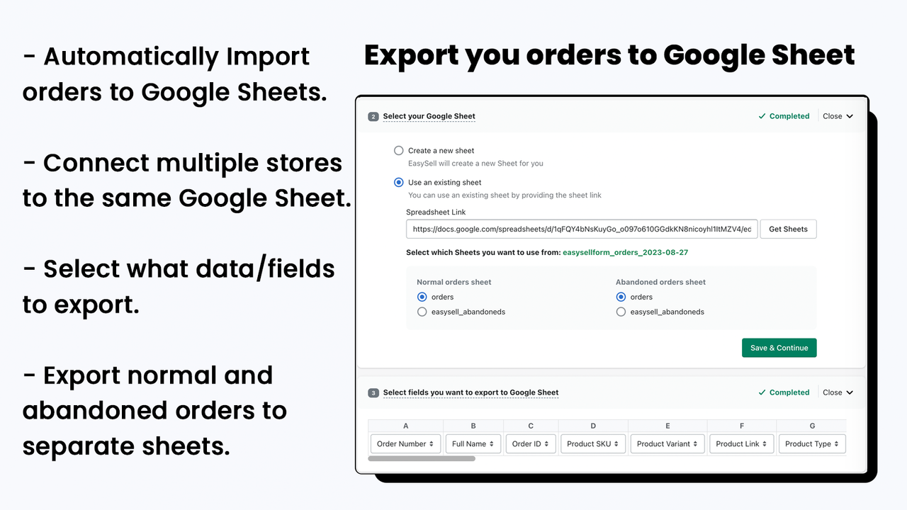 google sheet export