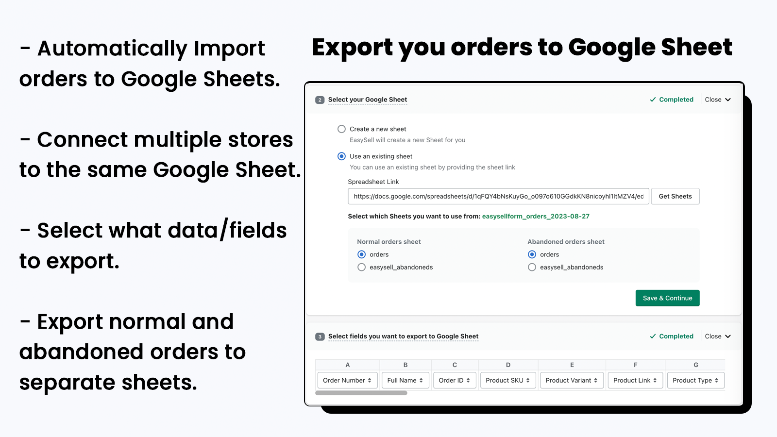 google sheet export