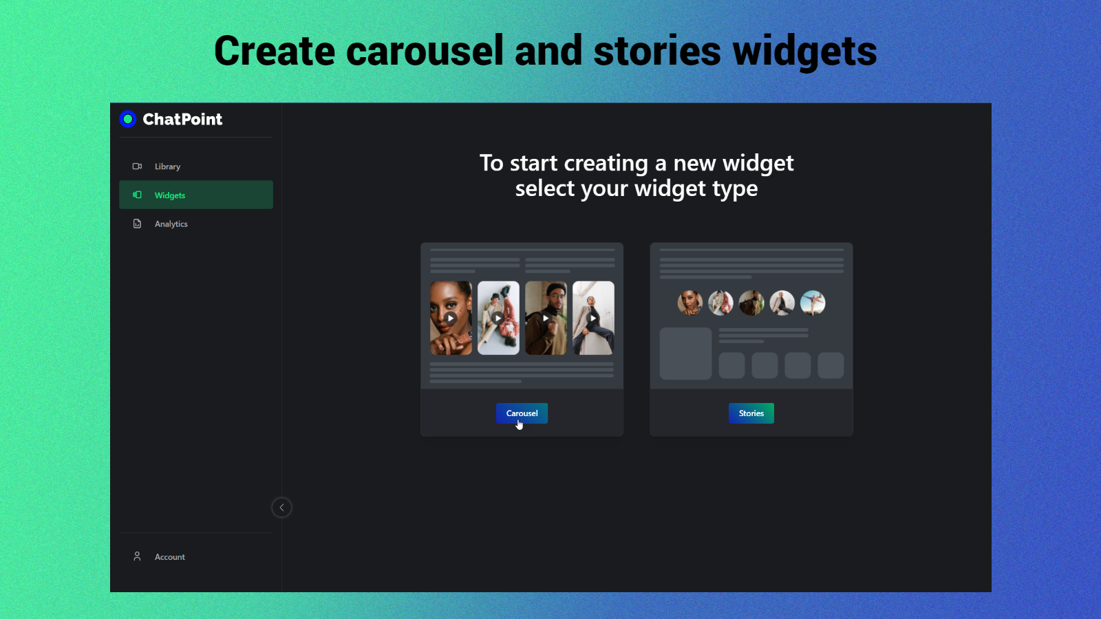 Adicione widgets de carrossel e histórias às suas páginas de início, produto e coleções