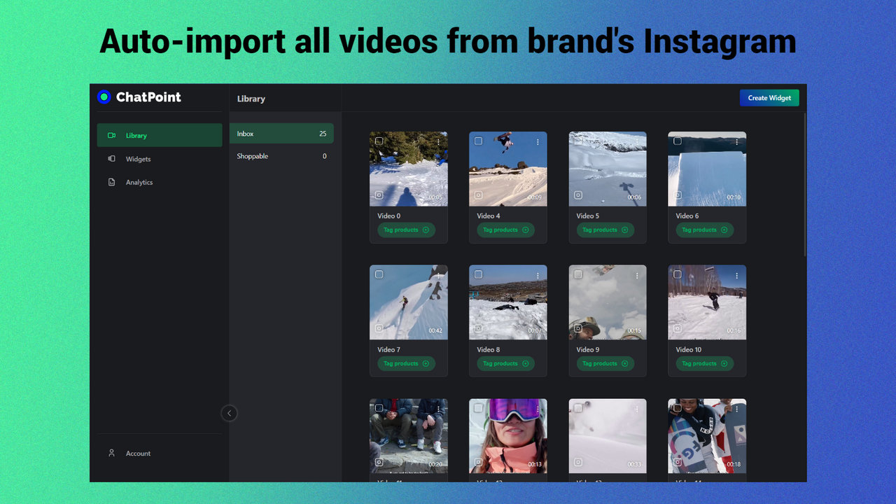 Connectez votre compte Instagram et importez automatiquement toutes les vidéos