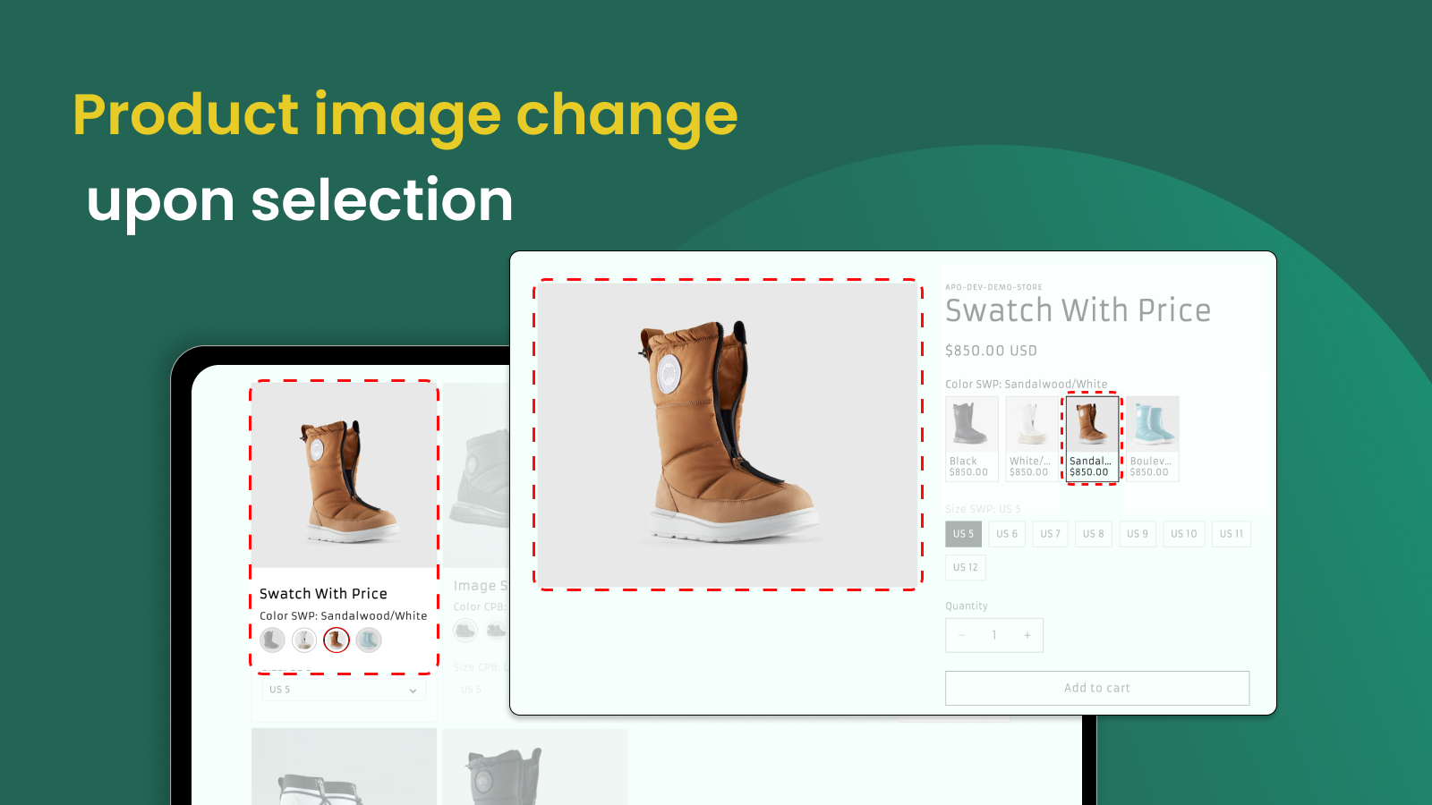 Change product image according to customers' selection