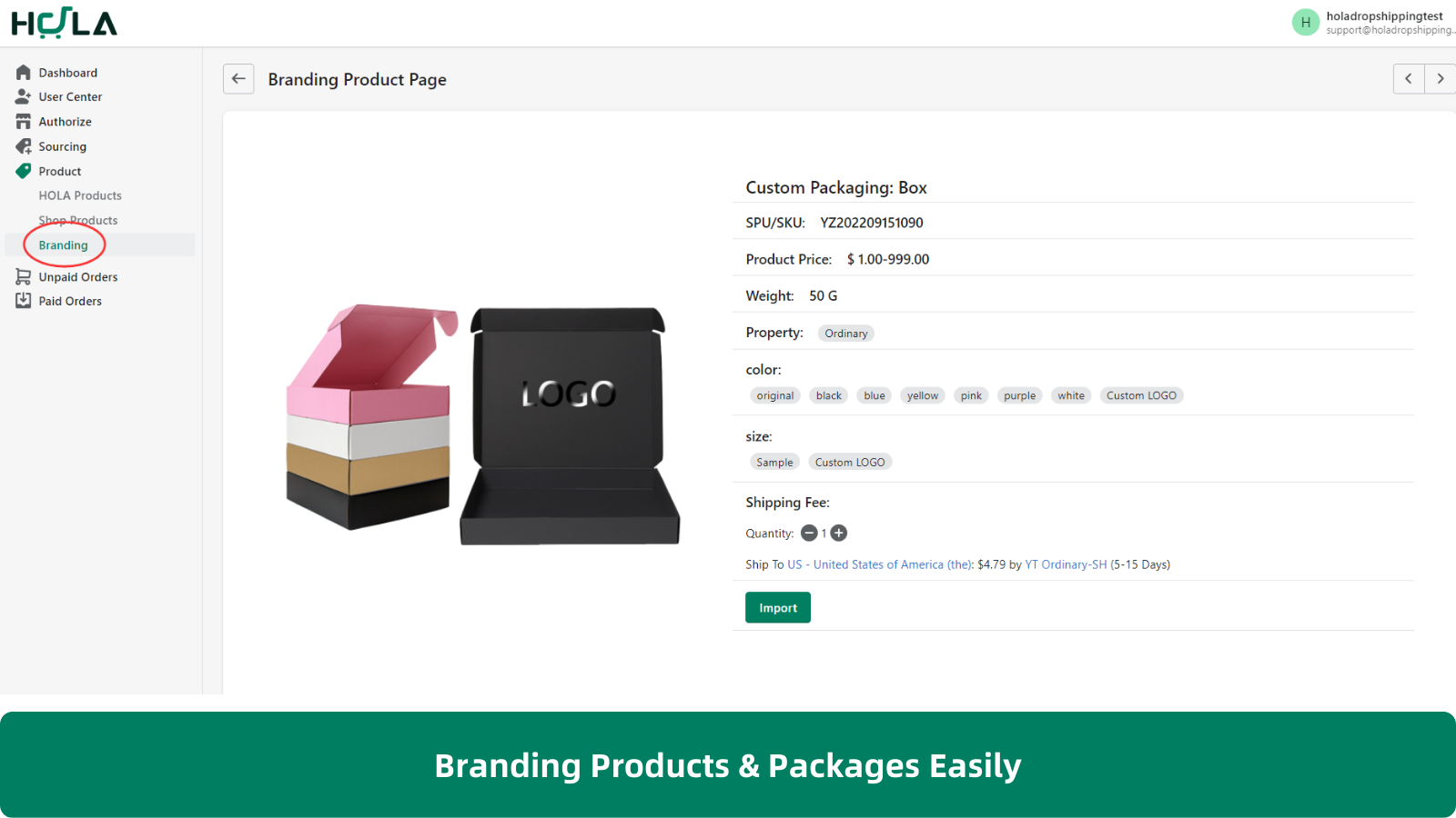 personalizar e marcar produtos e pacotes