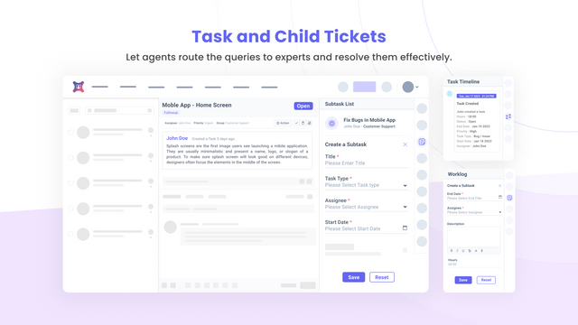 Task and Child Tickets