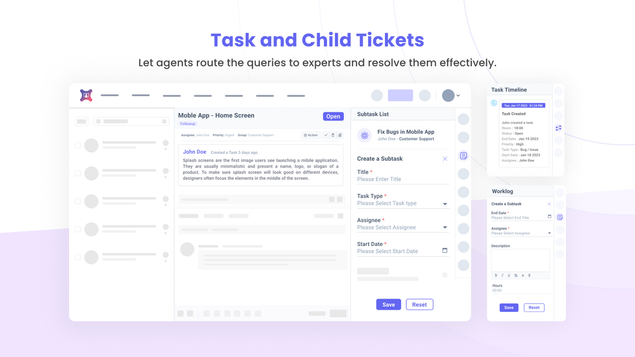 Task and Child Tickets