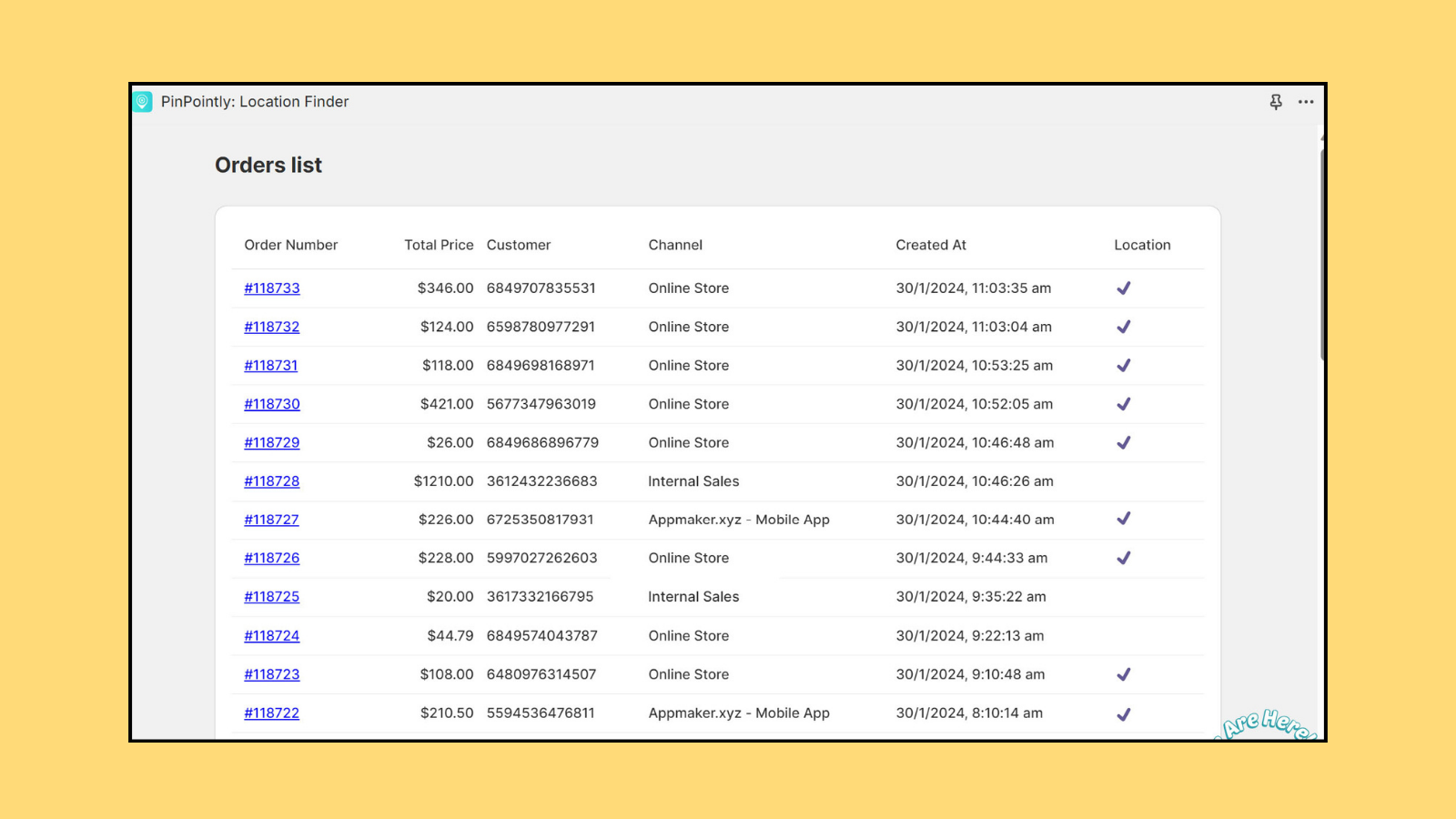 Orders Page