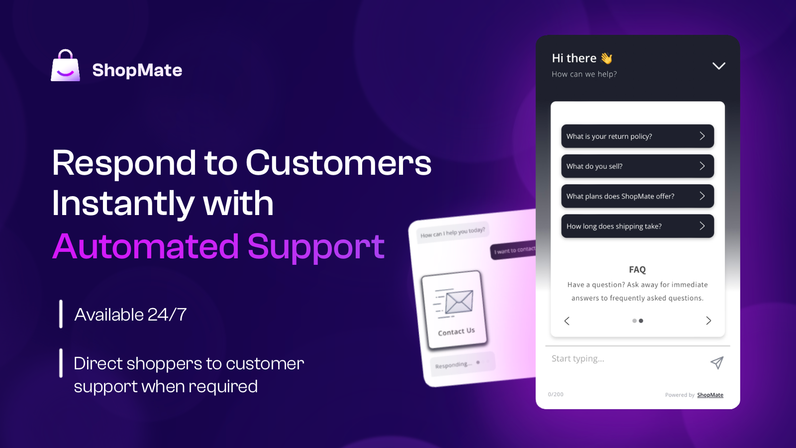 Recurso do aplicativo - Responda aos clientes com suporte automatizado