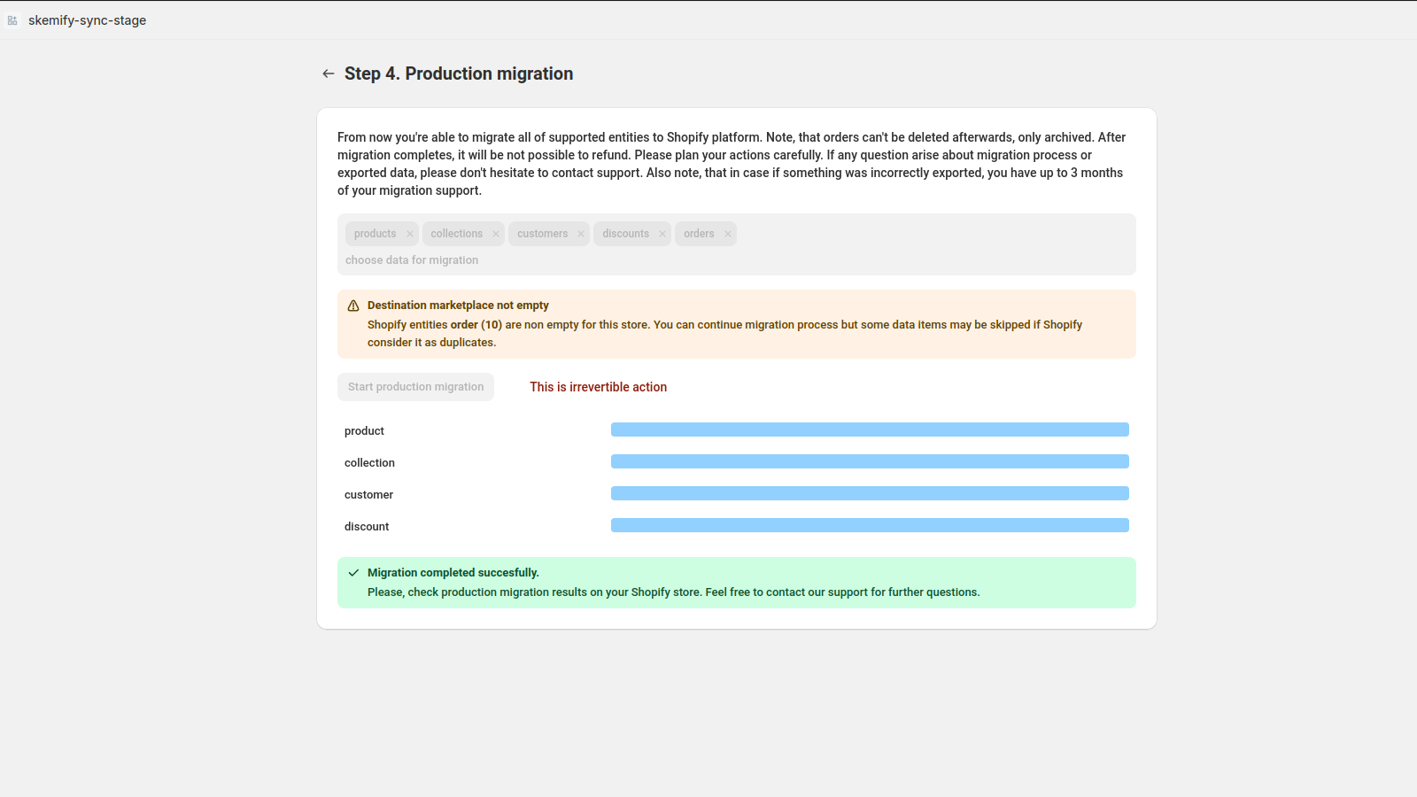 Production migration