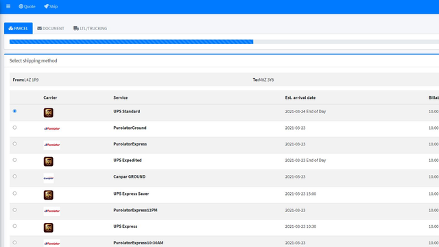 Compare shipping rates on the same page