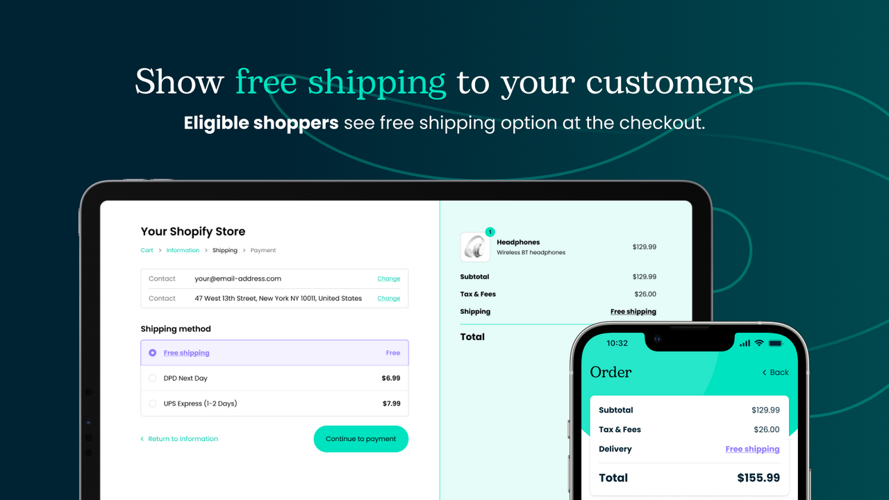 Muestra el envío gratuito a tus clientes en tu tienda Shopify