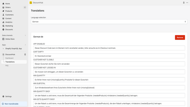 DiscountHub Backend Übersetzungen