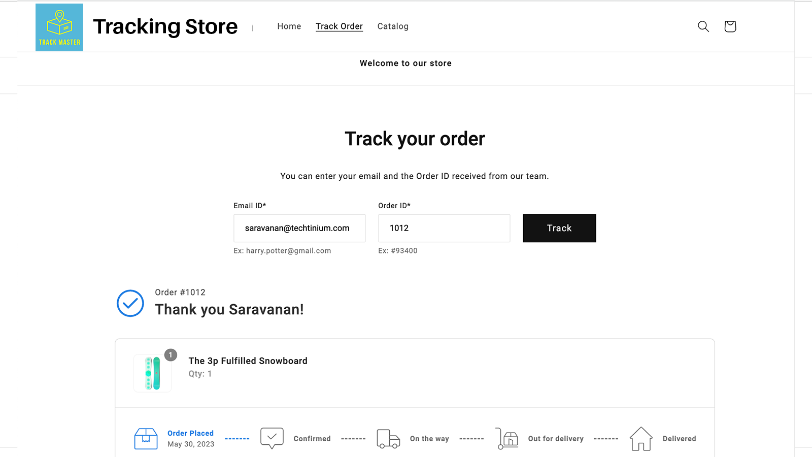 Track Master Shipment Tracking - show details on the same page