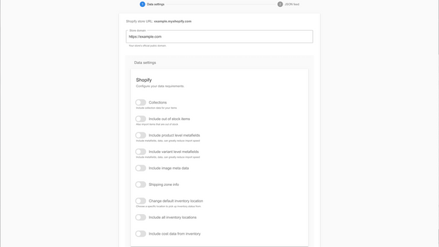 Configuraciones de datos