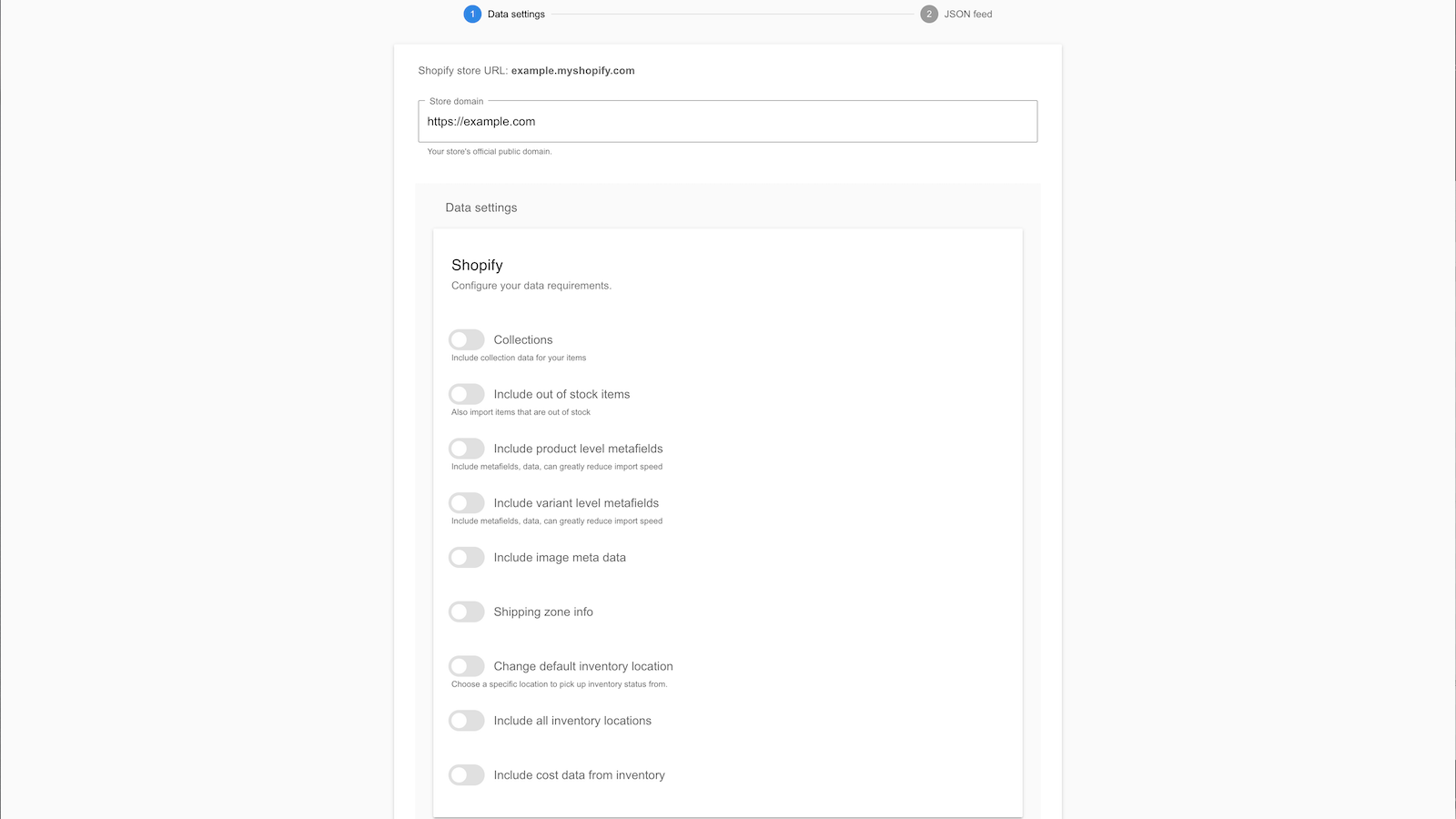 Configuraciones de datos